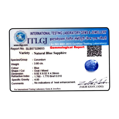 Blue Sapphire (Neelam) - 3.8 Carat