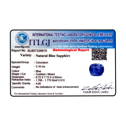 Blue Sapphire (Neelam) - 3.16 Carat