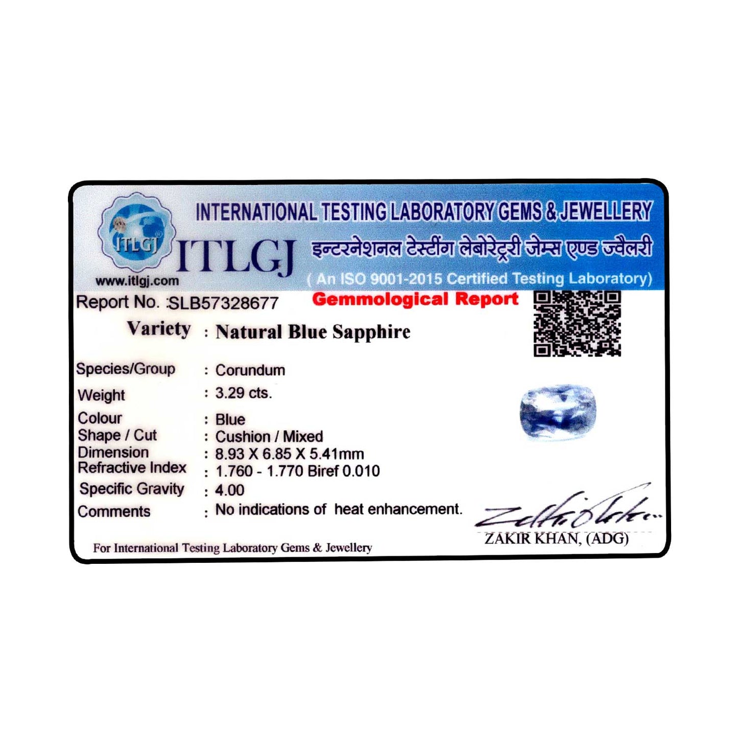 Blue Sapphire (Neelam) - 3.29 Carat