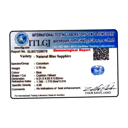 Blue Sapphire (Neelam) - 3.76 Carat