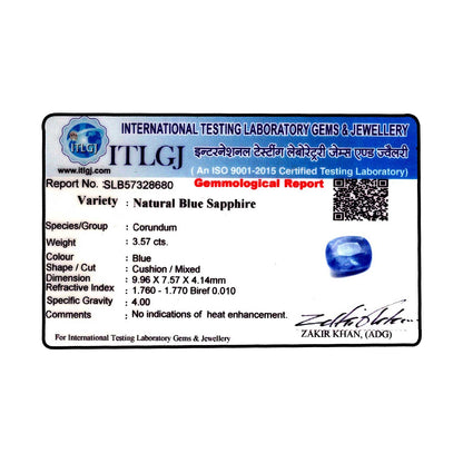 Blue Sapphire (Neelam) - 3.57 Carat