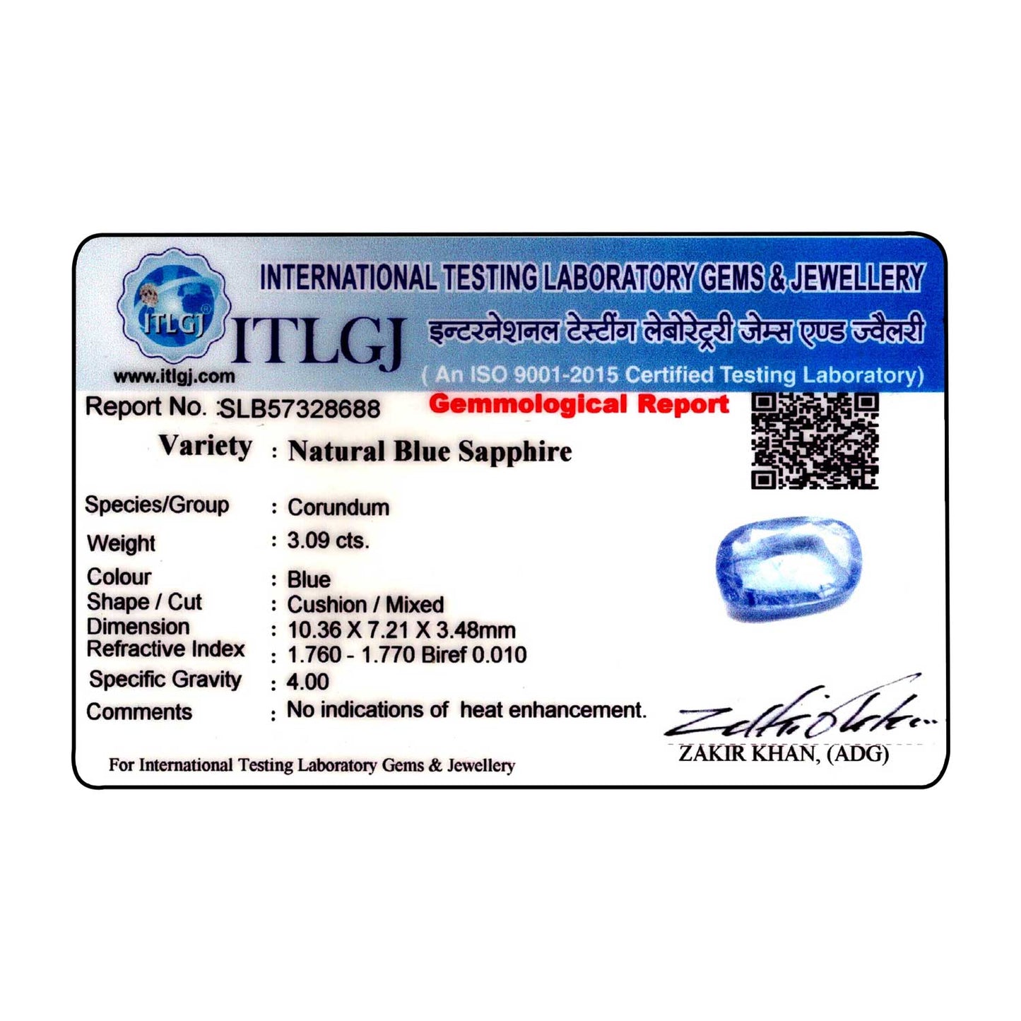 Blue Sapphire (Neelam) - 3.09 Carat