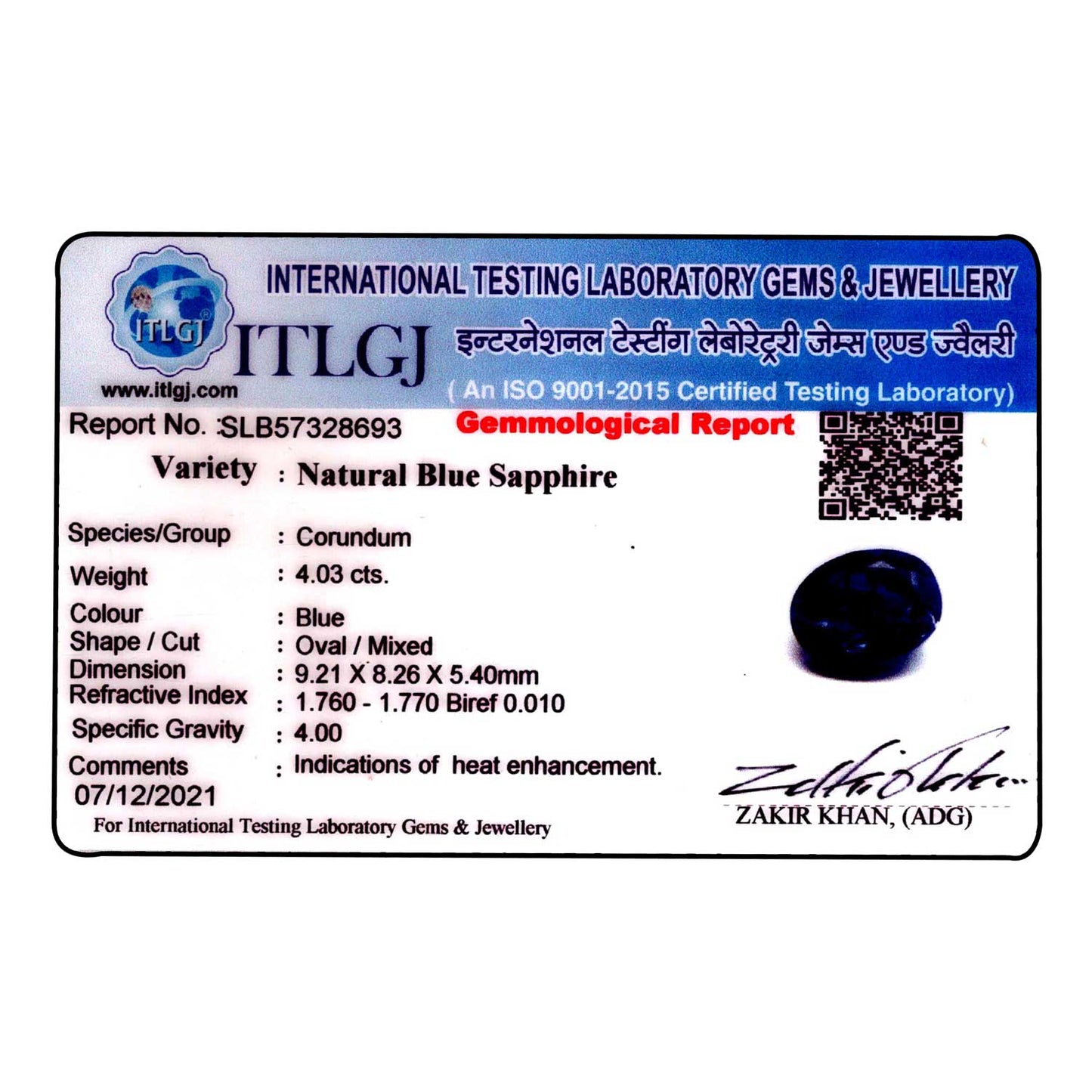 Blue Sapphire (Neelam) - 4.03 Carat