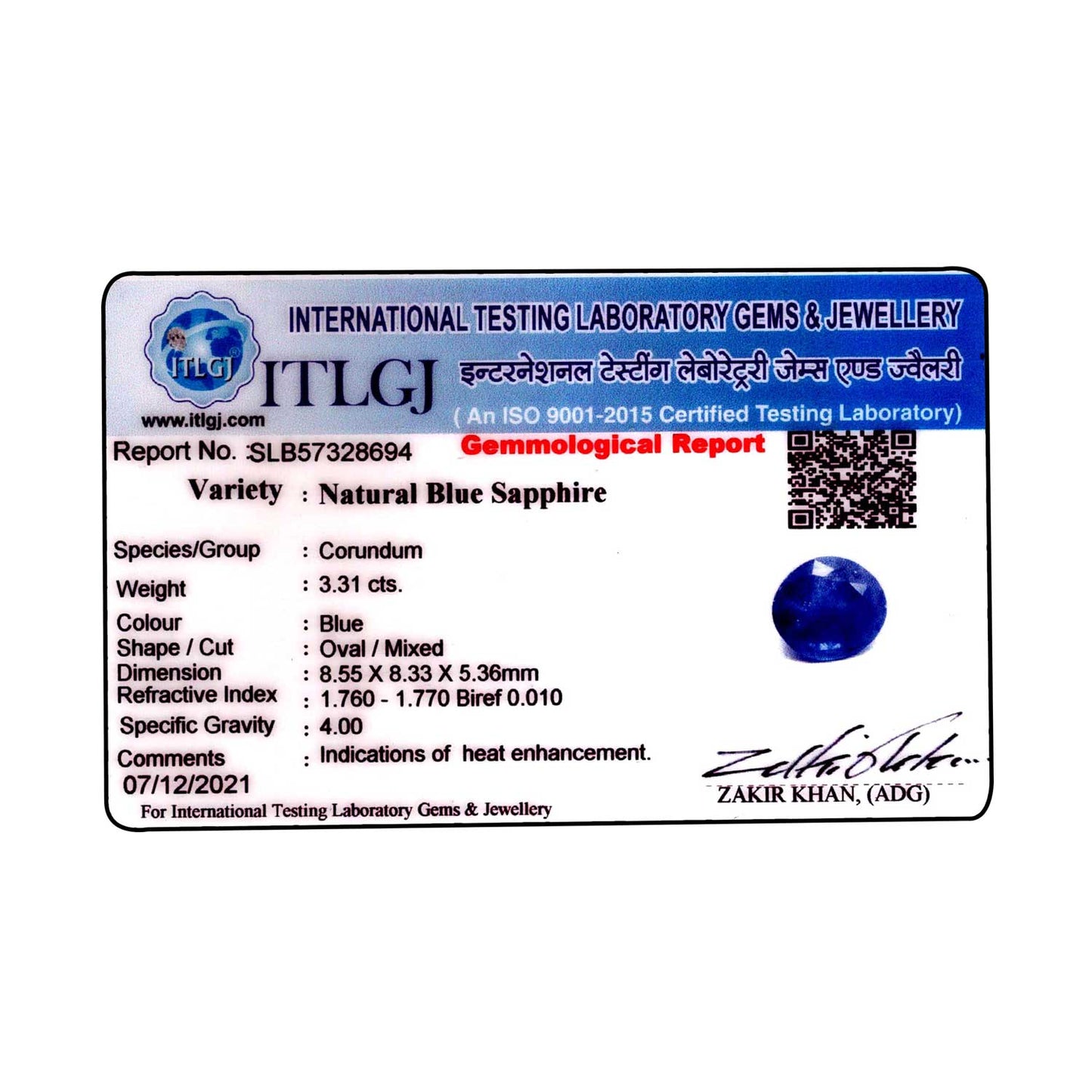 Blue Sapphire (Neelam) - 3.31 Carat