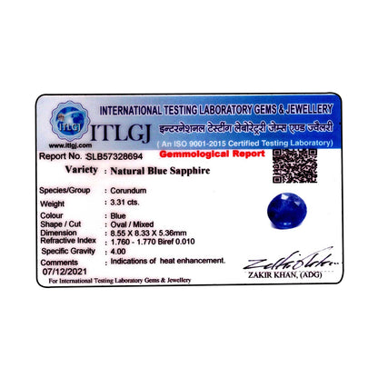 Blue Sapphire (Neelam) - 3.31 Carat