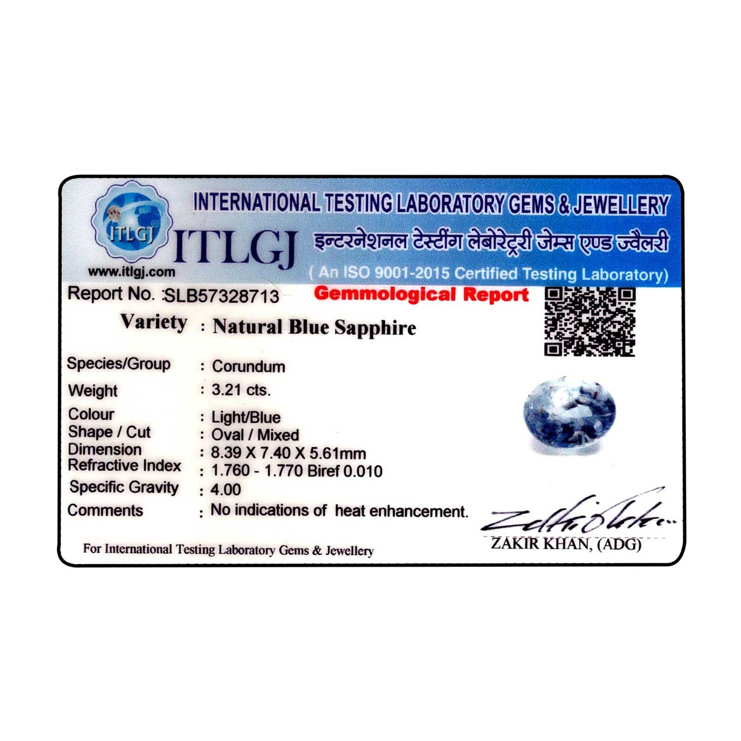 Blue Sapphire (Neelam) - 3.21 Carat