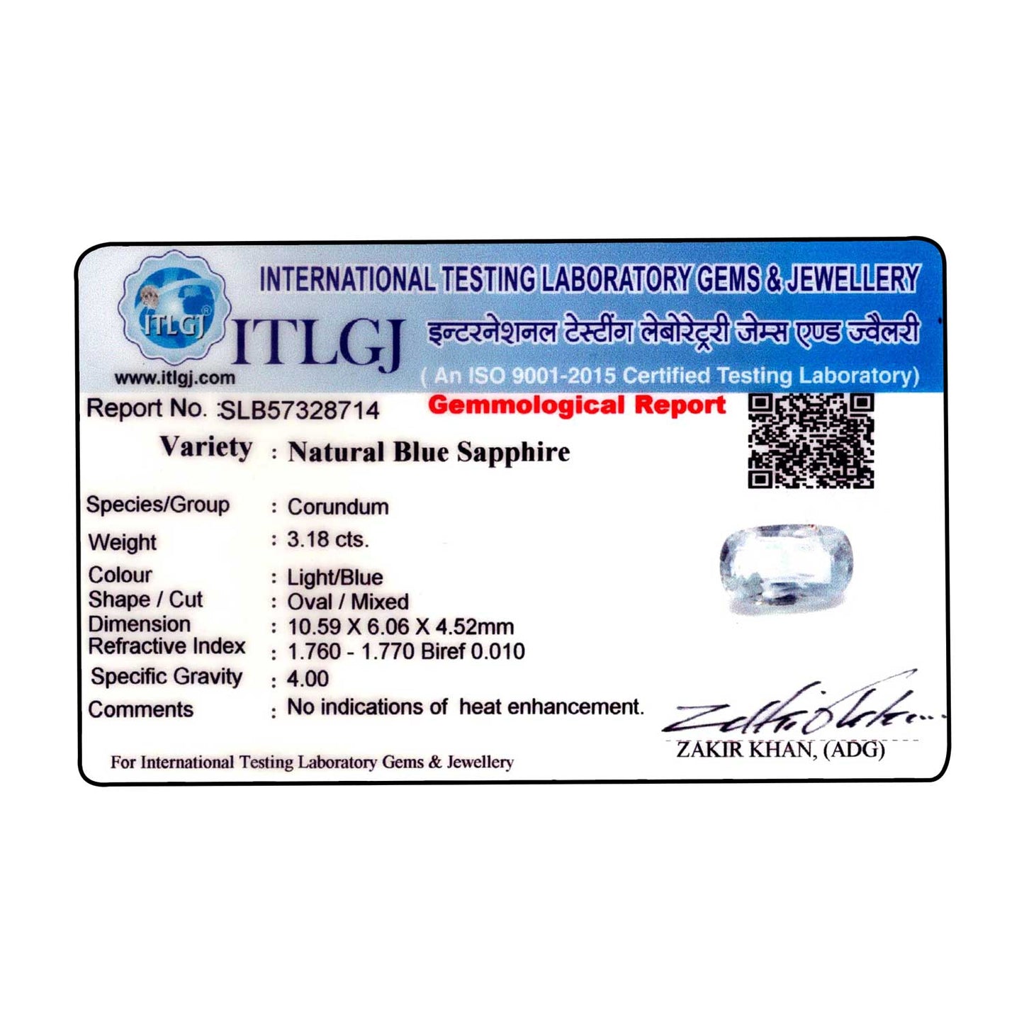 Blue Sapphire (Neelam) - 3.18 Carat