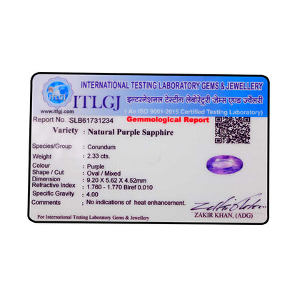 PURPLE SAPPHIRE 2.33 CARAT