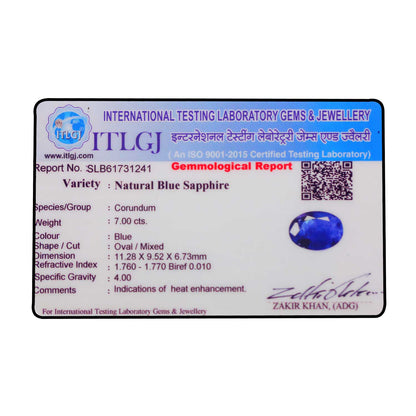 Blue Sapphire (Neelam) Heated - 7 Carat