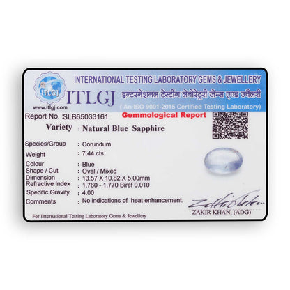Blue Sapphire (Neelam) - 7.44 Carat
