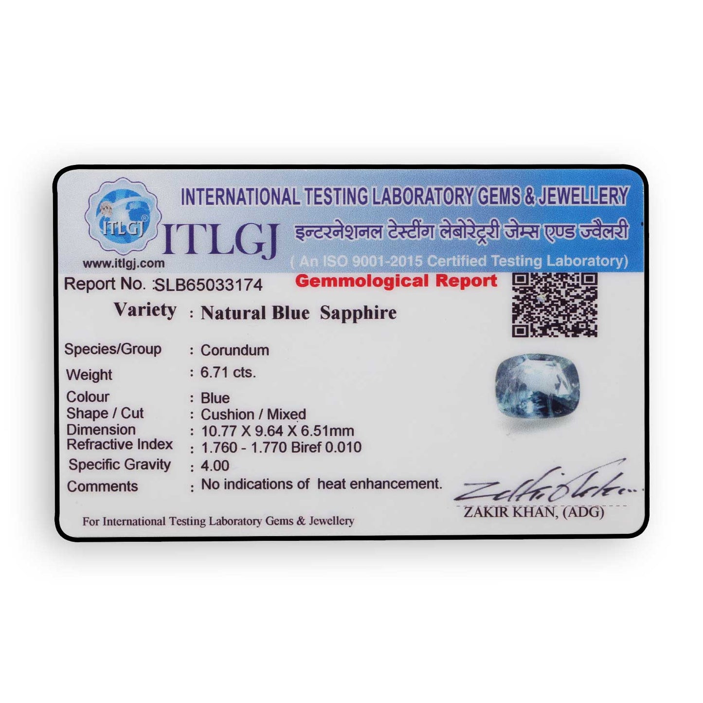 Blue Sapphire (Neelam) - 6.71 Carat