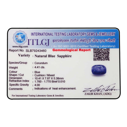 Blue Sapphire (Neelam) Heated - 4.41 Carat
