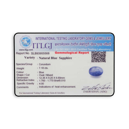 Blue Sapphire (Neelam) Heated - 7.18 Carat