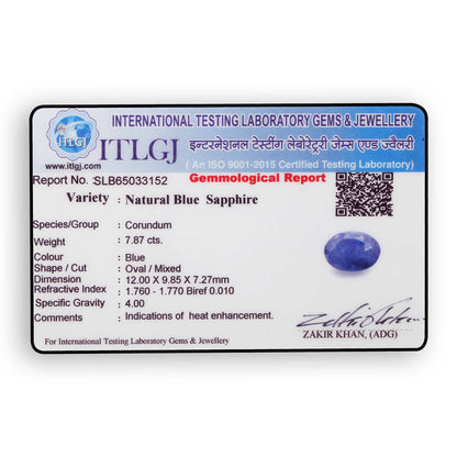 Blue Sapphire (Neelam) Heated - 7.87 Carat