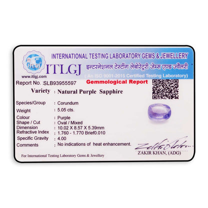 PURPLE SAPPHIRE 5.94 CARAT