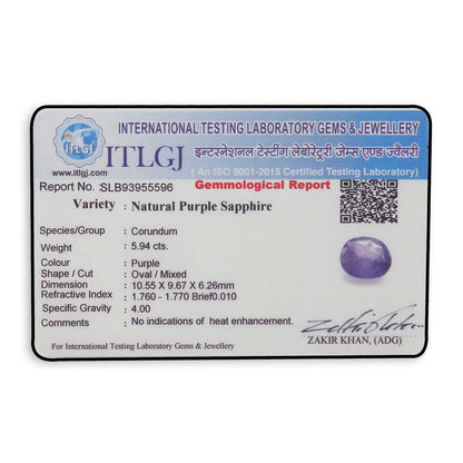 PURPLE SAPPHIRE 5.05 CARAT