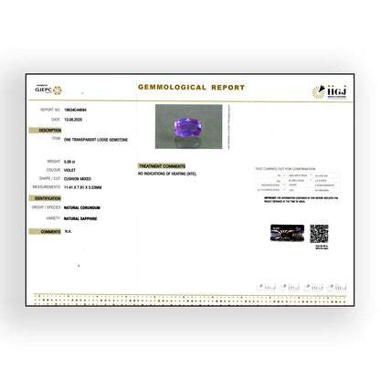 Purple Sapphire 5.09 Carat