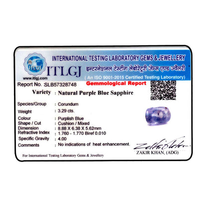 PURPLE SAPPHIRE 3.29 CARAT