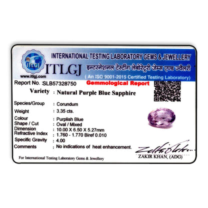 PURPLE SAPPHIRE 3.35 CARAT