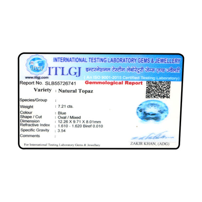 Swiss Blue Topaz 7.21 Carat