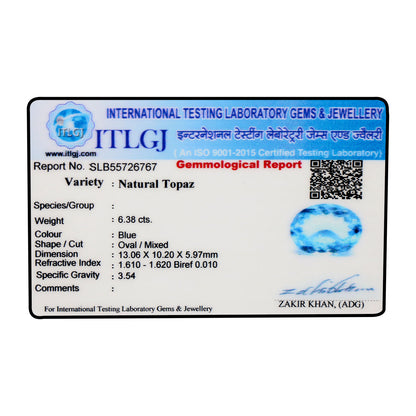 Swiss Blue Topaz 6.38 Carat