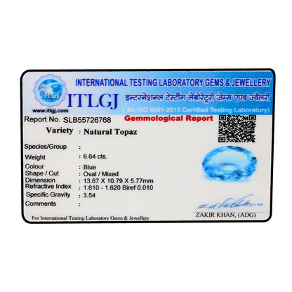 Swiss Blue Topaz 6.64 Carat