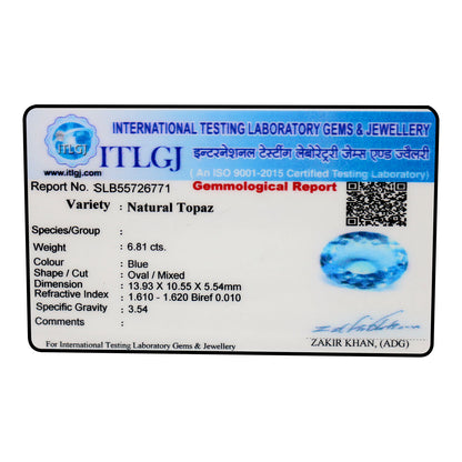 Swiss Blue Topaz 6.81 Carat