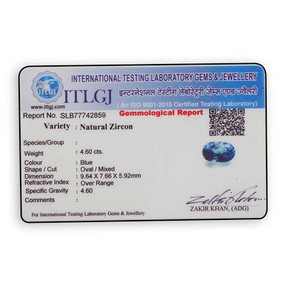 Blue Zircon 4.6 Carat