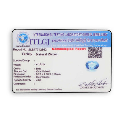 Blue Zircon 4.16 Carat