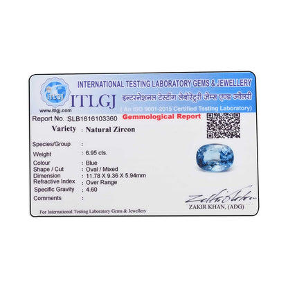 Blue Zircon 6.95 Carat