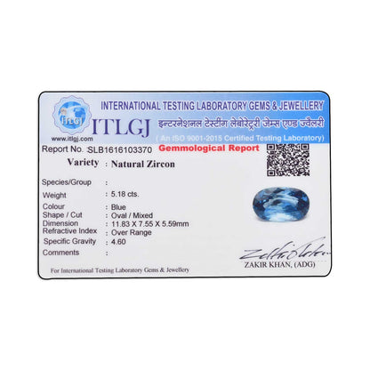 Blue Zircon 5.18 Carat