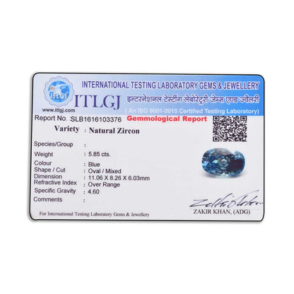 Blue Zircon 5.85 Carat
