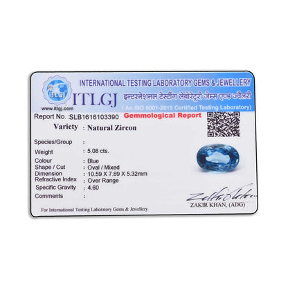 Blue Zircon 5.08 Carat