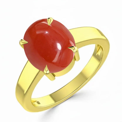 Coral (Special Quality) Gold Classic Solitaire Ring (R2)