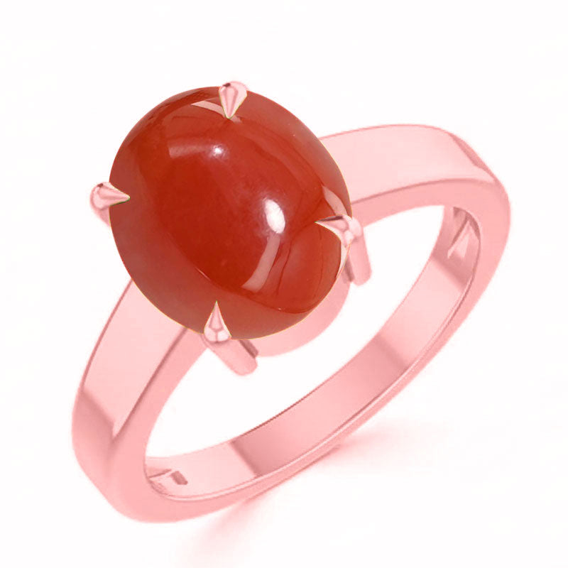 Coral (Special Quality) Rose Gold Classic Solitaire Ring (R2)
