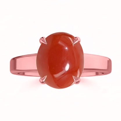 Coral (Special Quality) Rose Gold Classic Solitaire Ring (R2)