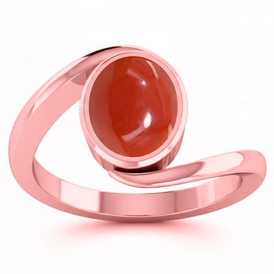 Coral (Special Quality) Rose Gold Wave Ring (R3)