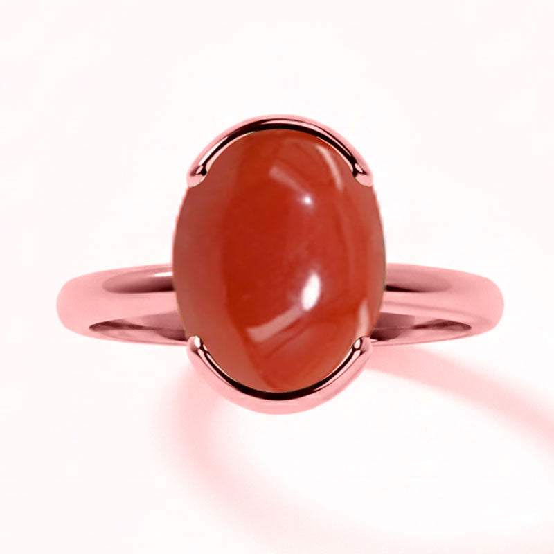 Coral (Special Quality) Rose Gold Dual-Claw Ring (R4)
