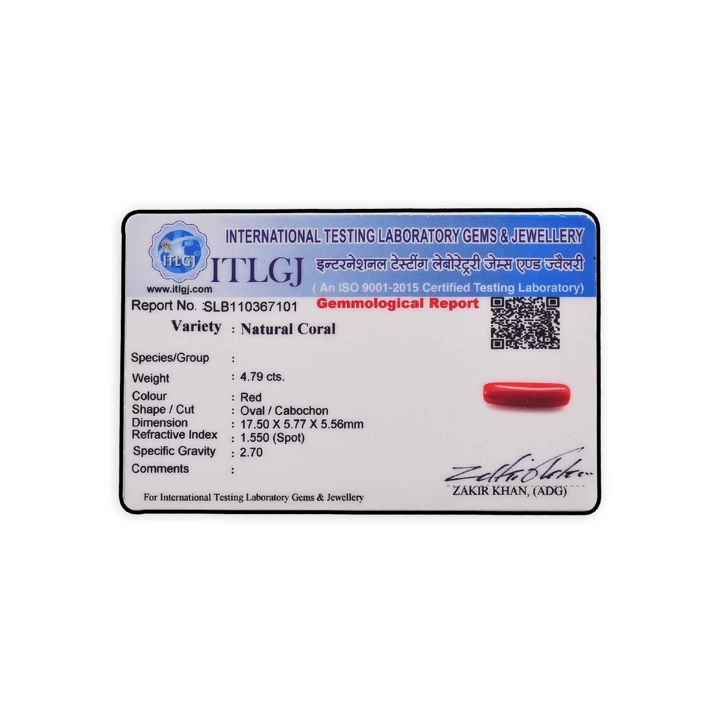 Red Coral (Moonga) - 4.79 Carat