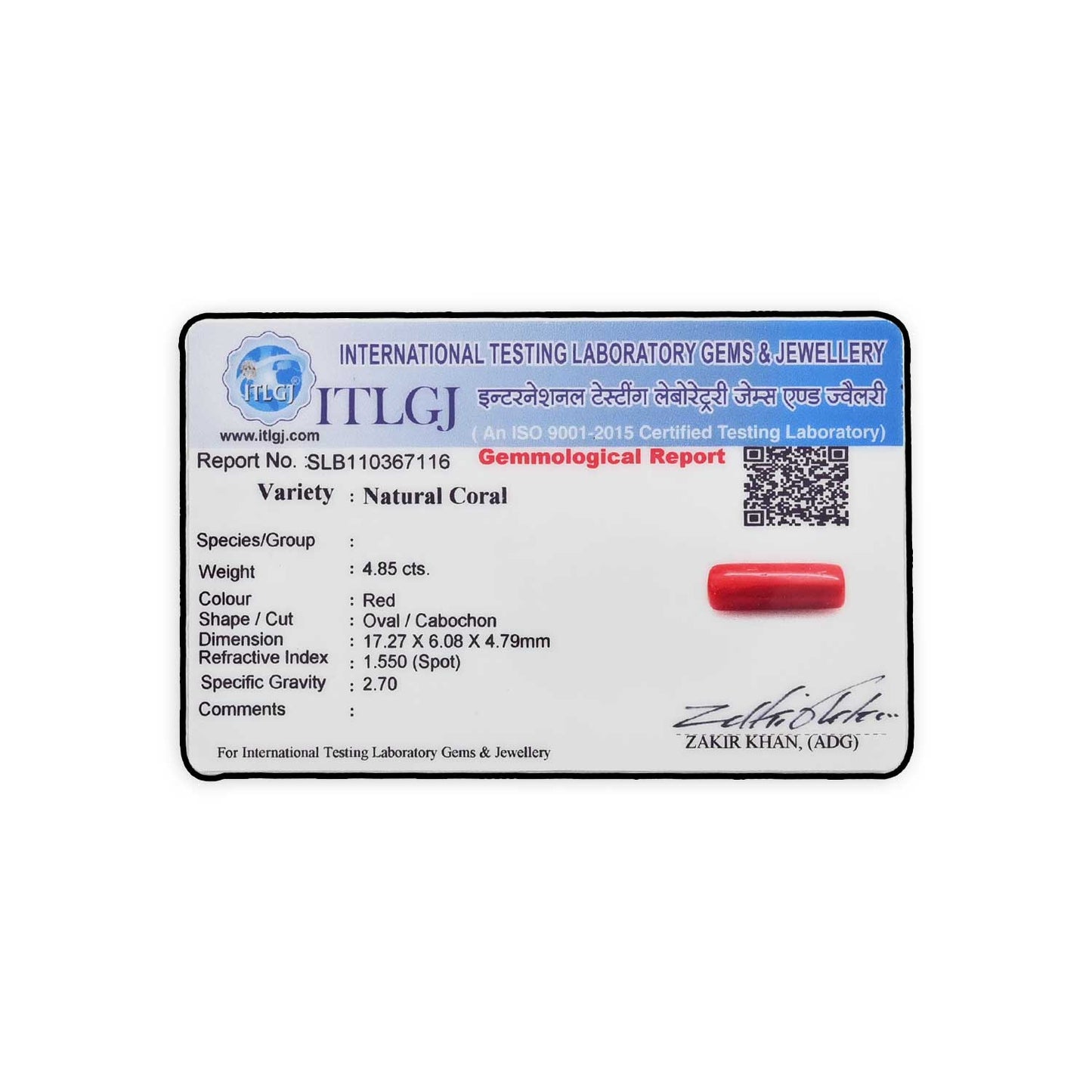 Red Coral (Moonga) - 4.85 Carat