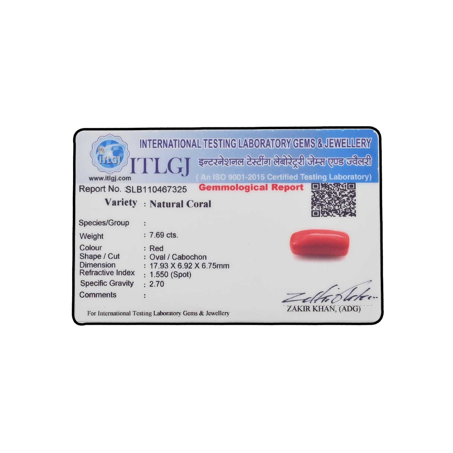 Red Coral (Moonga) - 7.69 Carat