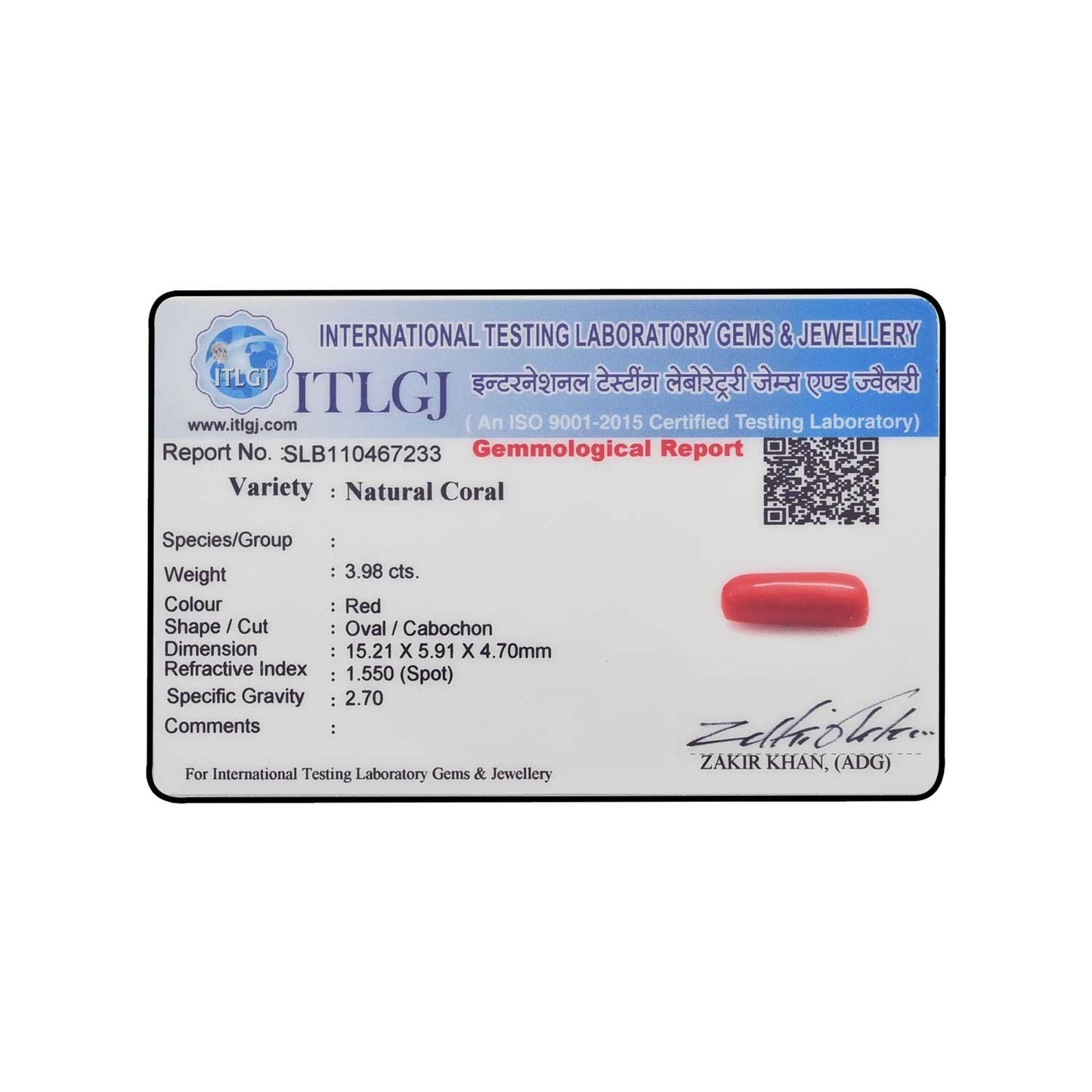 Red Coral (Moonga) - 3.98 Carat
