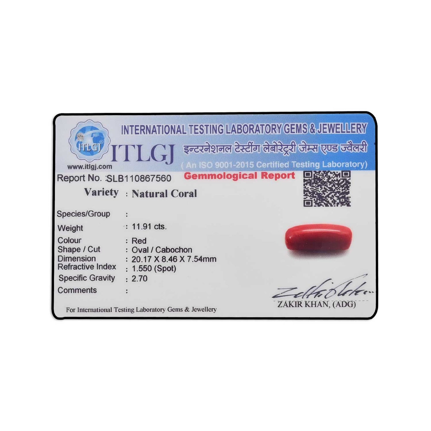 Red Coral (Moonga) - 11.91 Carat