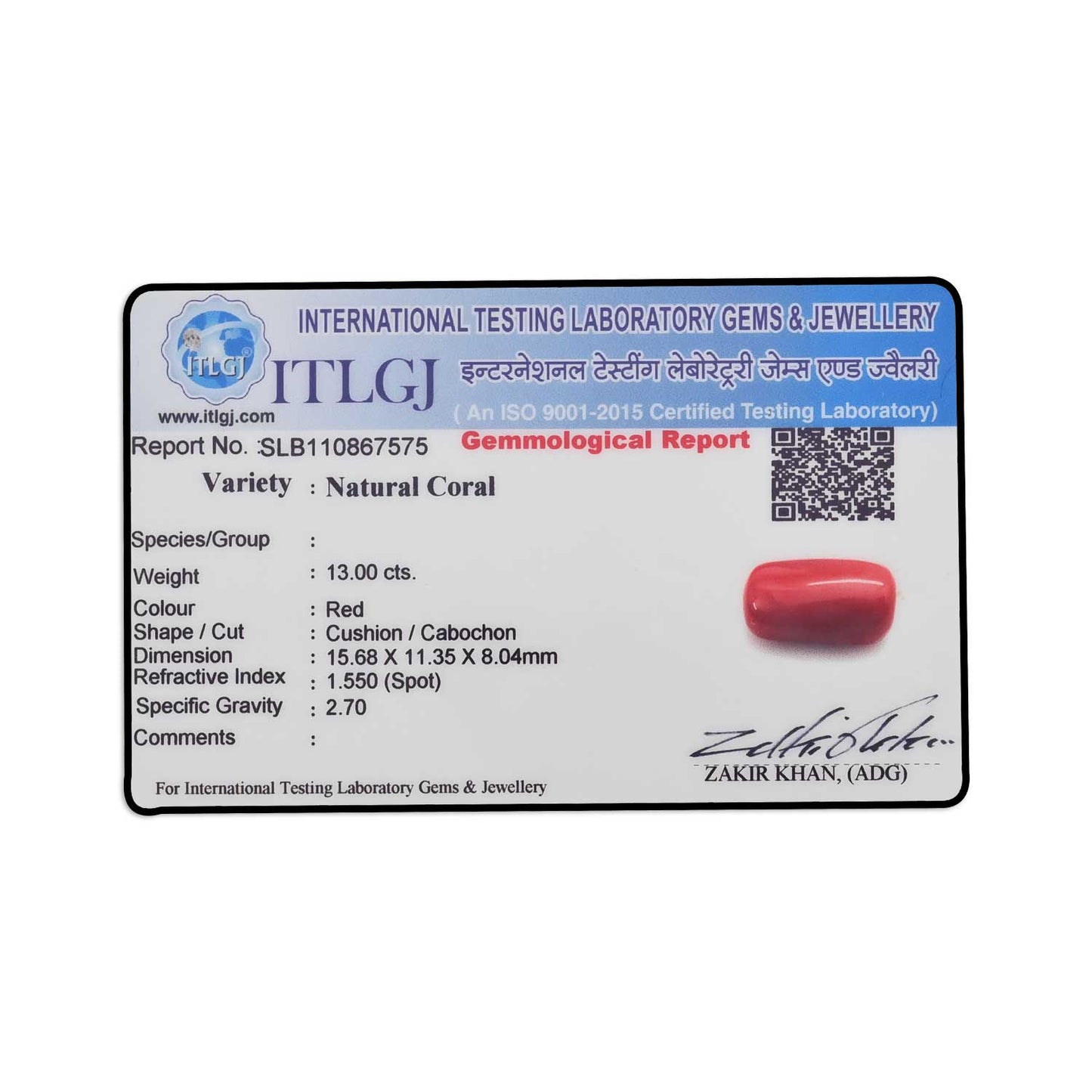 Red Coral (Moonga) - 13 Carat