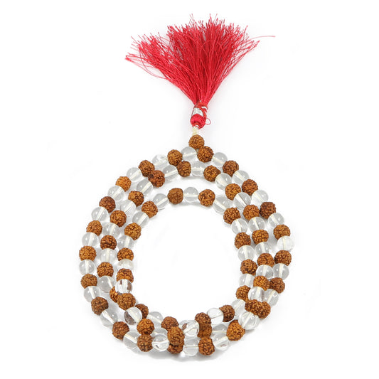 Crystal Rudraksha Mala GJSPC Certified 108+1 Beads