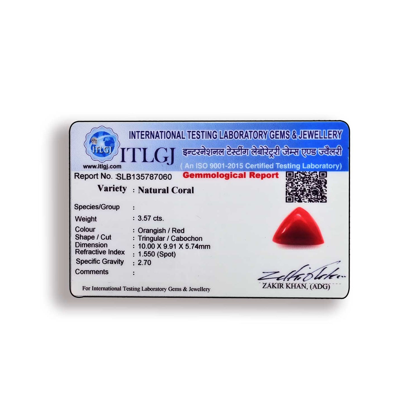 Red Coral (Moonga) Carat 3.57