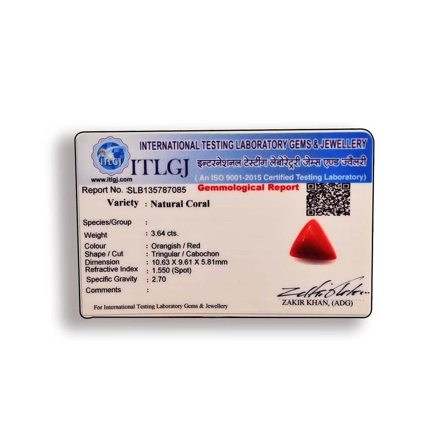 Red Coral (Moonga) Carat 3.64