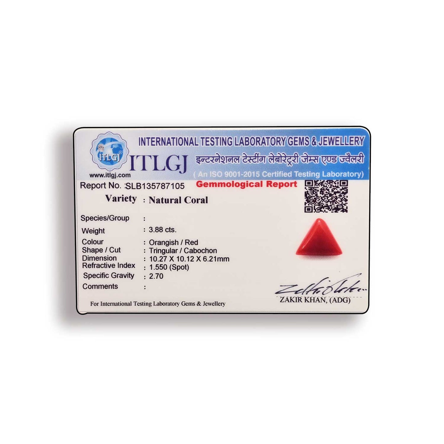 Red Coral (Moonga) Carat 3.88