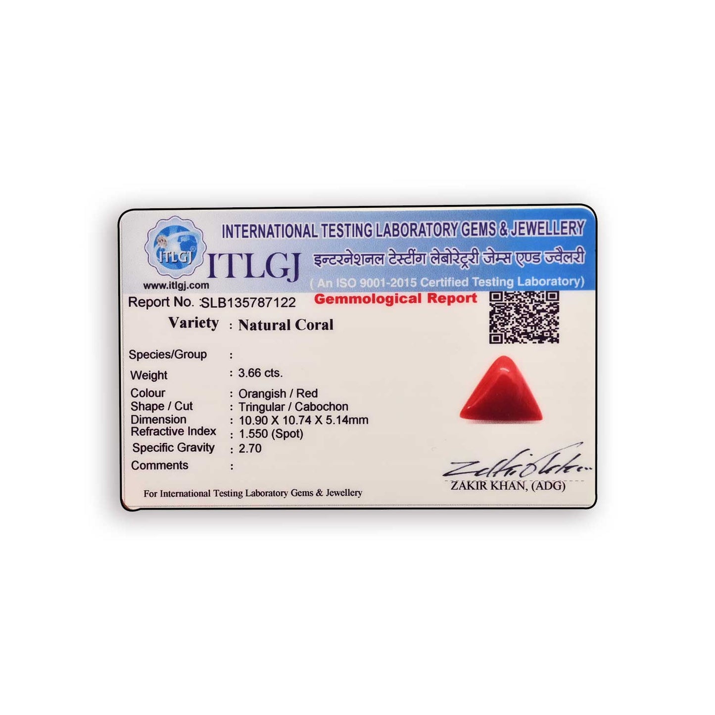Red Coral (Moonga) Carat 3.66