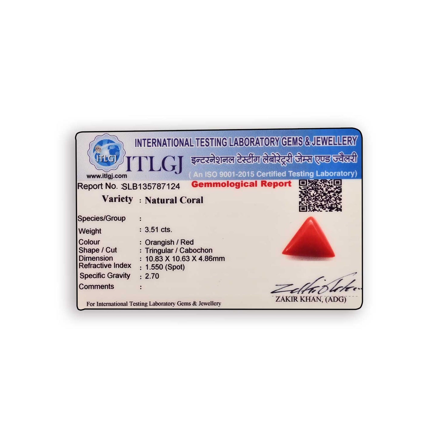 Red Coral (Moonga) Carat 3.51